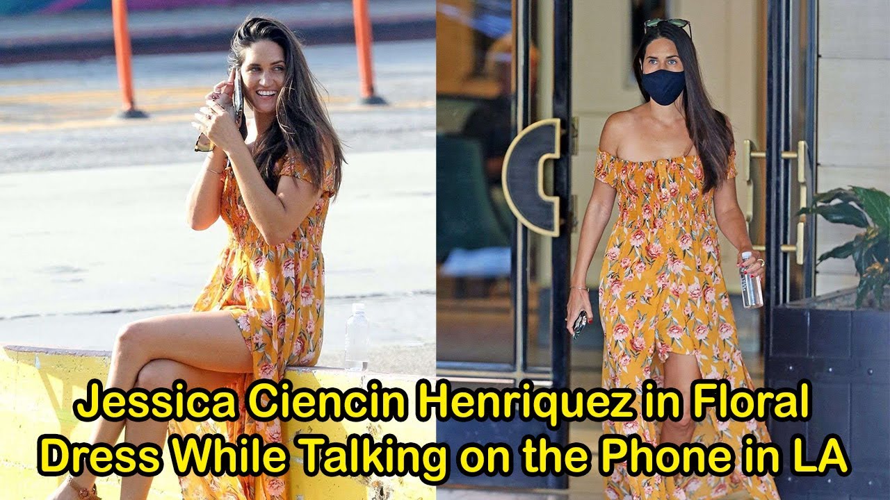 Jessica Ciencin Henriquez in Floral Dress While Talking on the Phone in LA