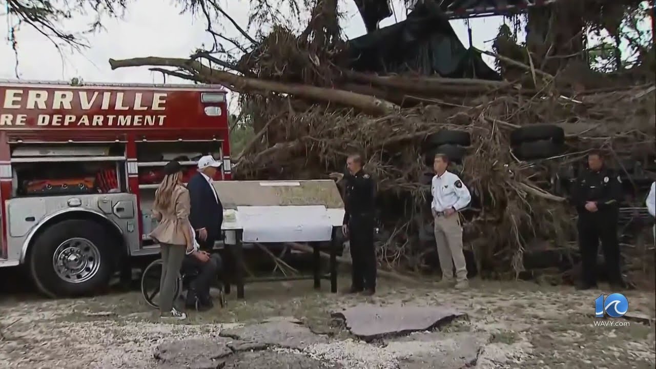 President Trump visits Texas after deadly floods