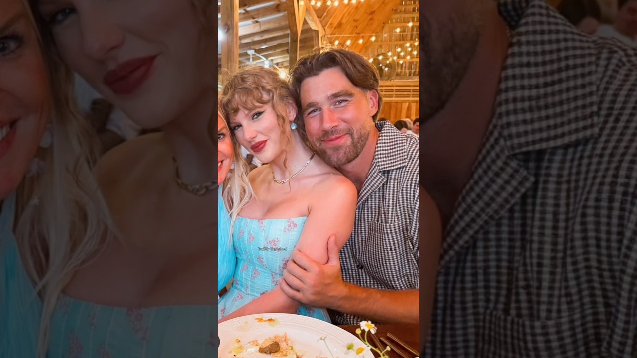 Taylor Swift and Travis Kelce attending a wedding together and dancing...