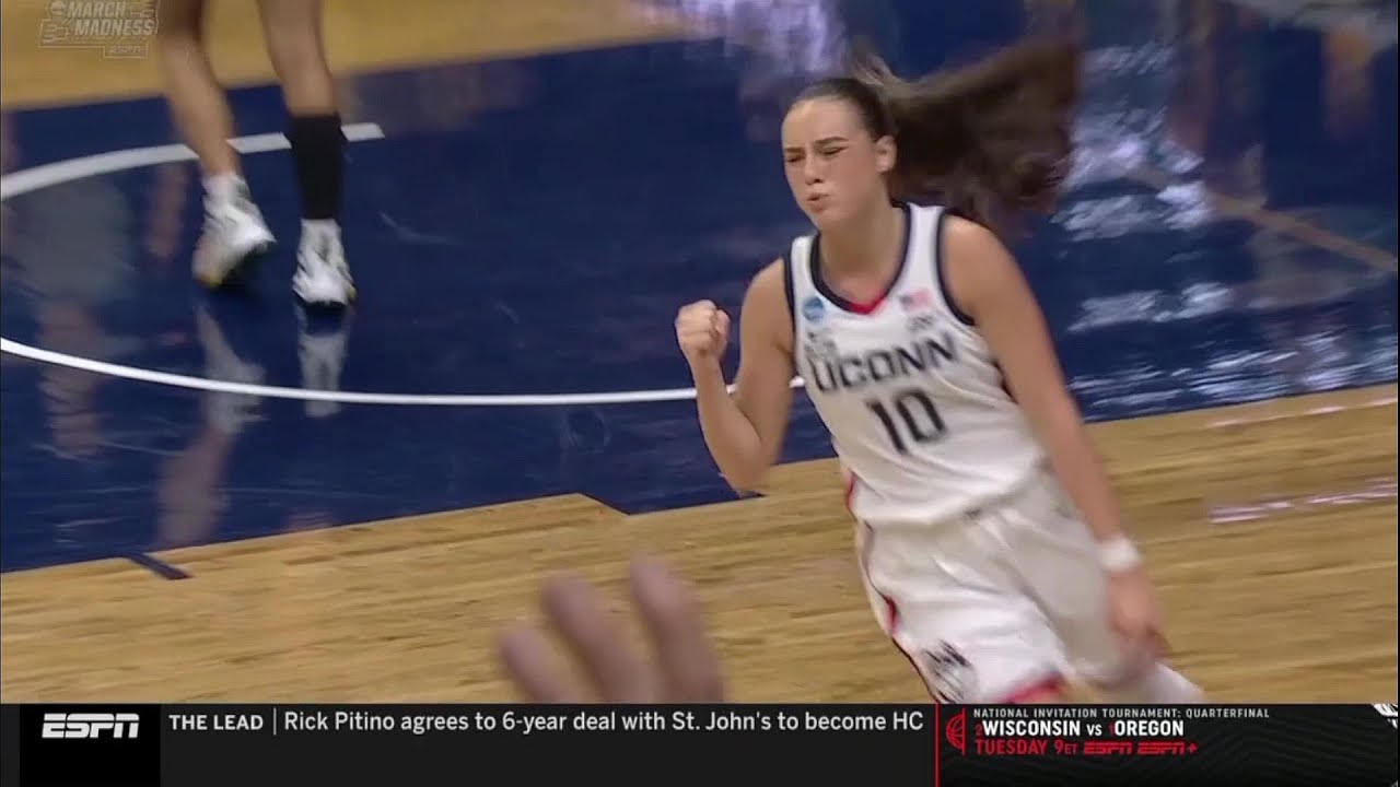 ONE-HANDED Halfcourt Buzzer Beater By Nika Muhl! | NCAA Tournament, #2 UConn Huskies vs #7 Baylor